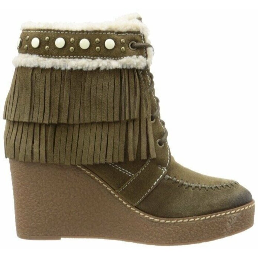 Sam Edelman Women's Suede  Boot Bootie Size 8 US Moss Green New In Box - Picture 3 of 5
